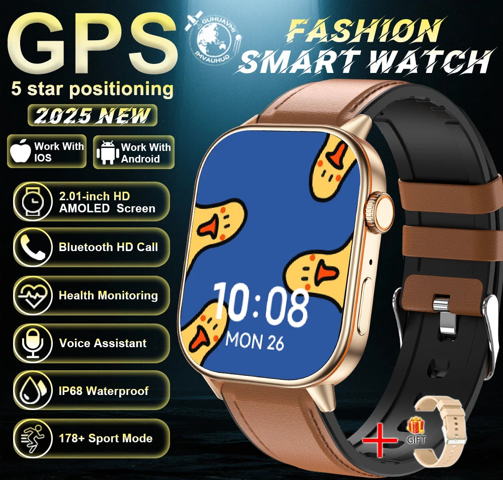 Robuste 2025 Militär GPS Smartwatch mit Taschenlampe & Bluetooth-Anruf für Android & iOS