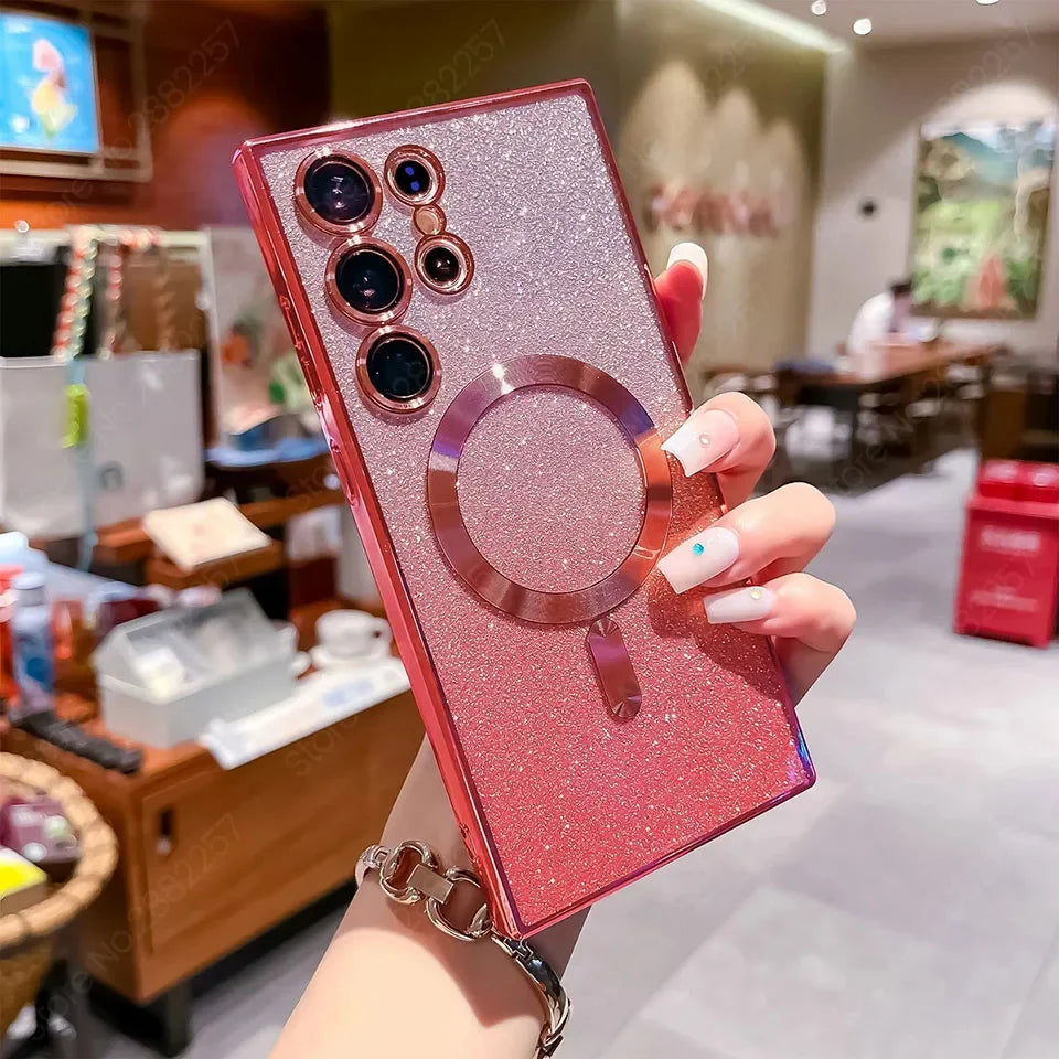 Glitzer Luxus Magnethülle für Samsung Galaxy S25