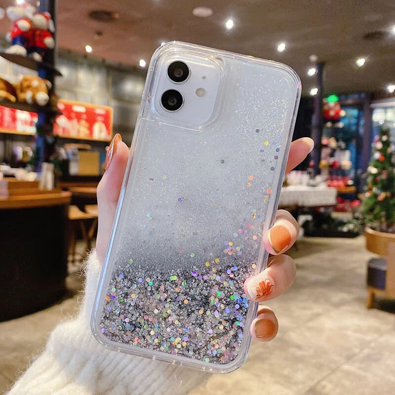 Helles Silber Gold Treibsand Hülle für iPhone 17 Pro