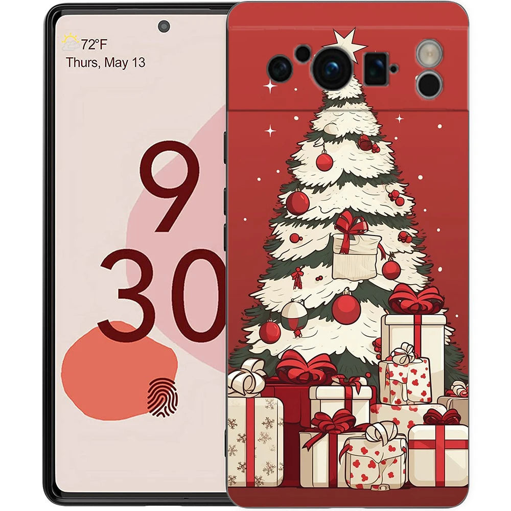 Stylish Merry Christmas TPU case for Google Pixel 9 Pro XL, half-wrapped, 360-degree protection, shockproof, scratch-resistant, non-slip, cartoon animal anime design