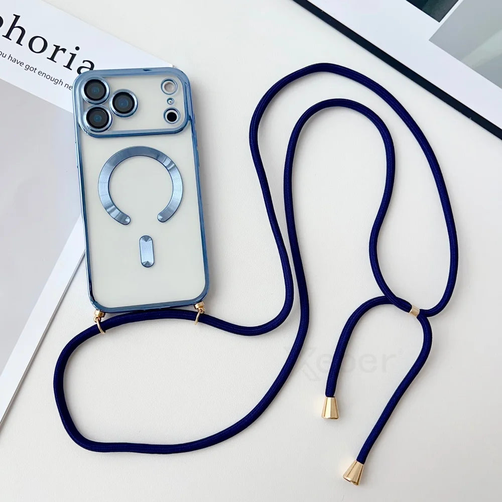 iPhone Hülle mit Magnet & Band – Transparent & Soft