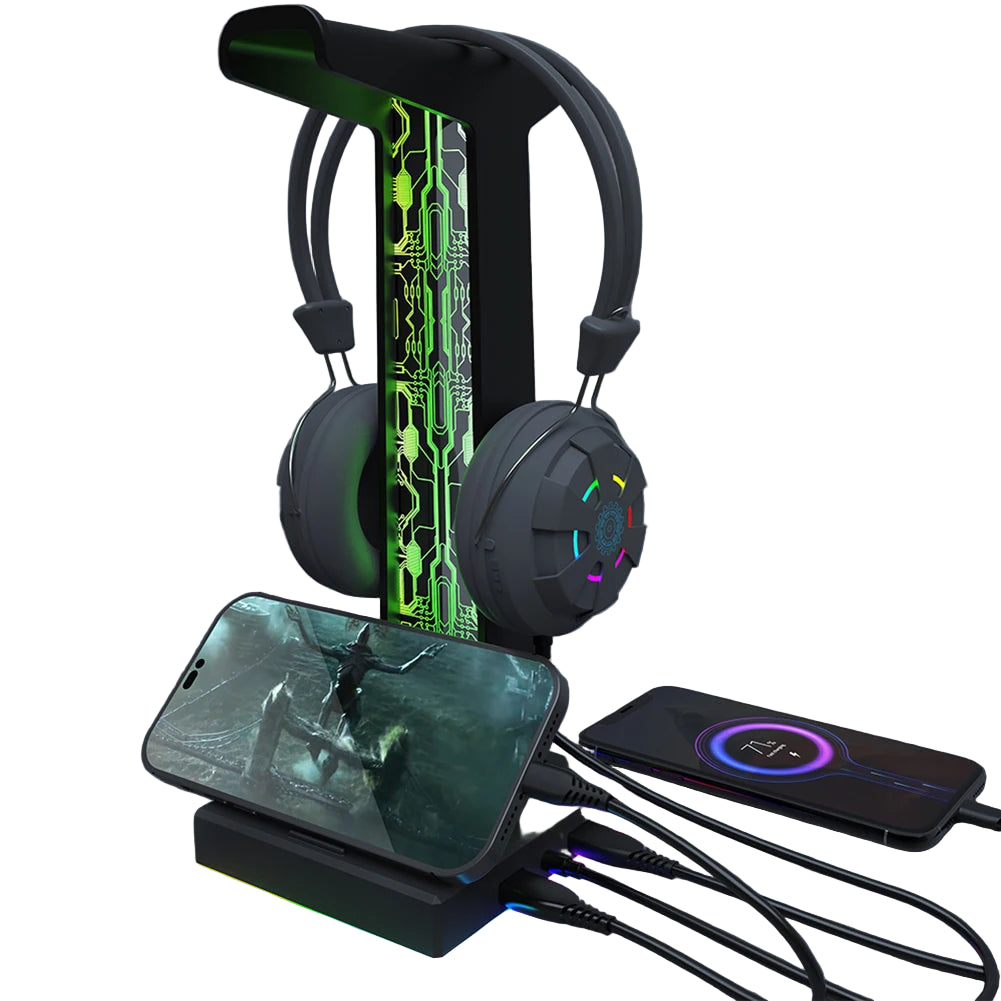 RGB Gaming Kopfhörerständer mit Dual USB und Licht