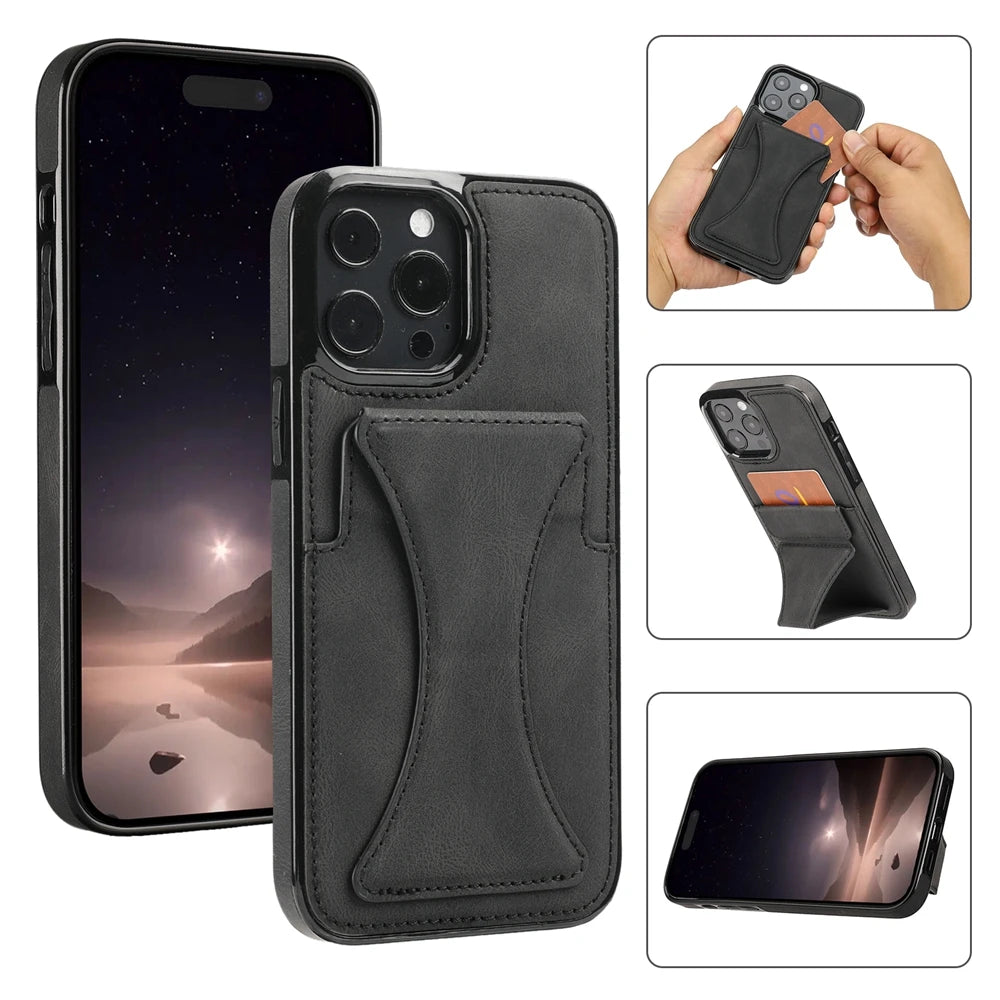 Lederhülle mit Ständer & Kartenfach für iPhone 17