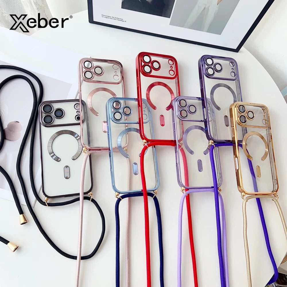 iPhone Hülle mit Magnet & Band – Transparent & Soft