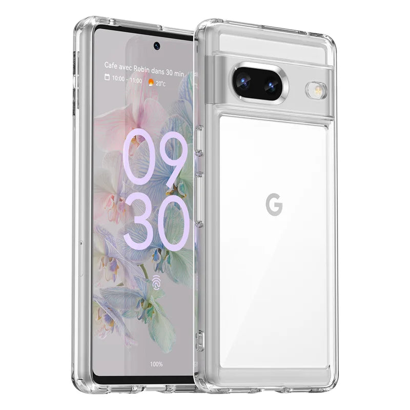 Klar transparente Pixel 7 Hülle mehrfarbig
