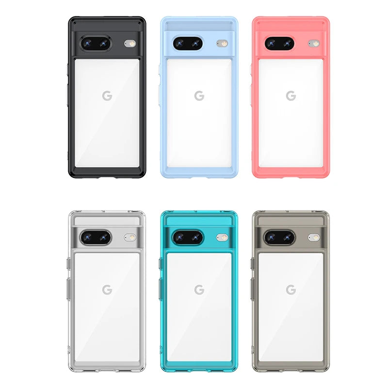 Klar transparente Pixel 7 Hülle mehrfarbig