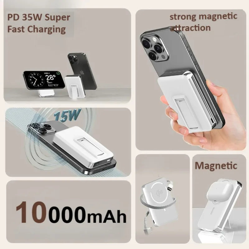 10000mAh Qi2 Power Bank with Stand for iPhone