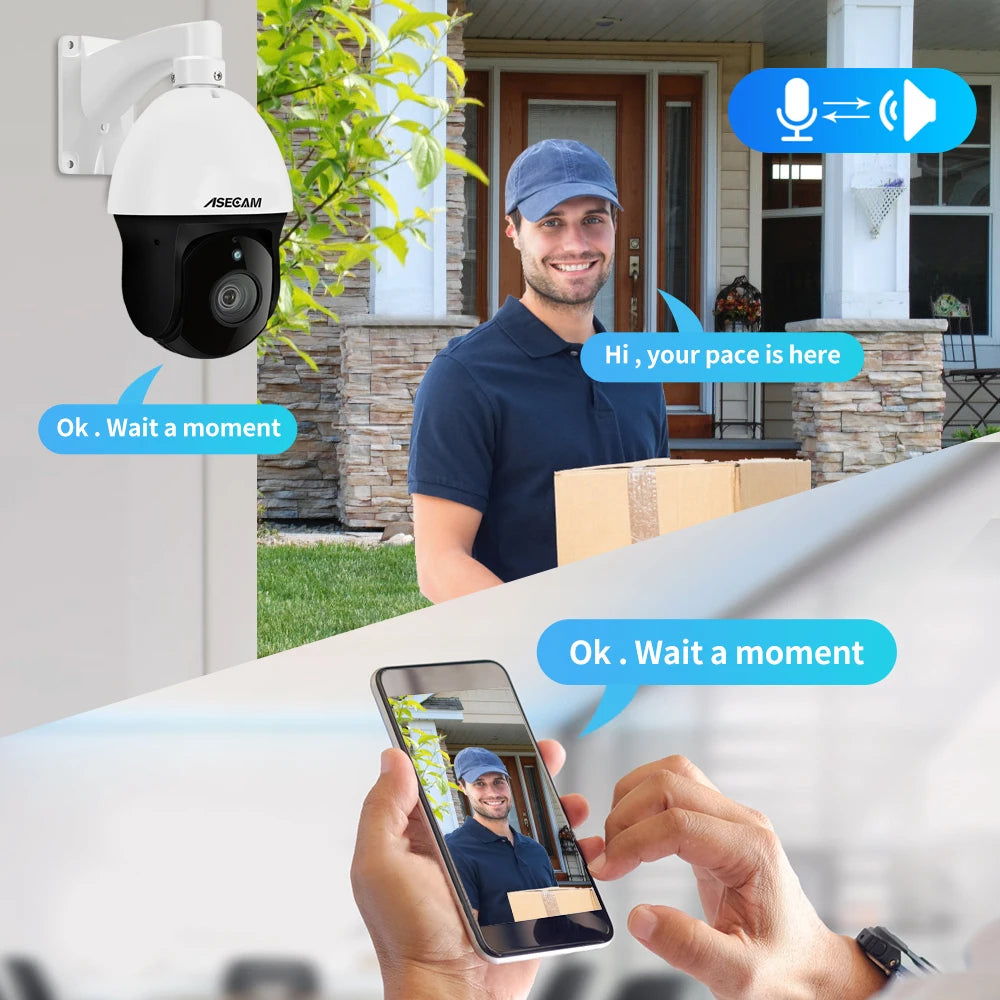 8MP 4K PTZ IP Kamera Außen mit 30X Zoom & Audio