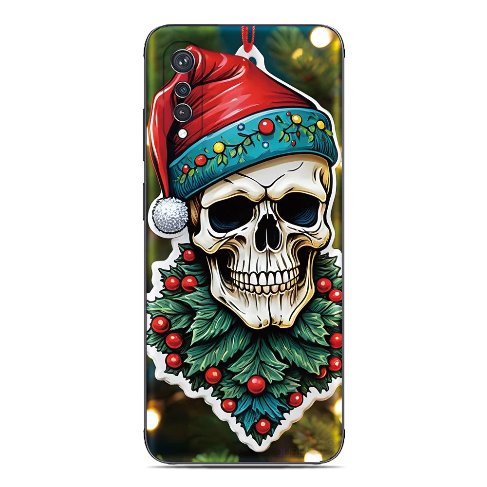 Christmas Skulls TPU Case for Google Pixel 10, 10 Pro and 10 Pro XL, soft, flexible, shockproof, scratch-resistant with cartoon flower anime design