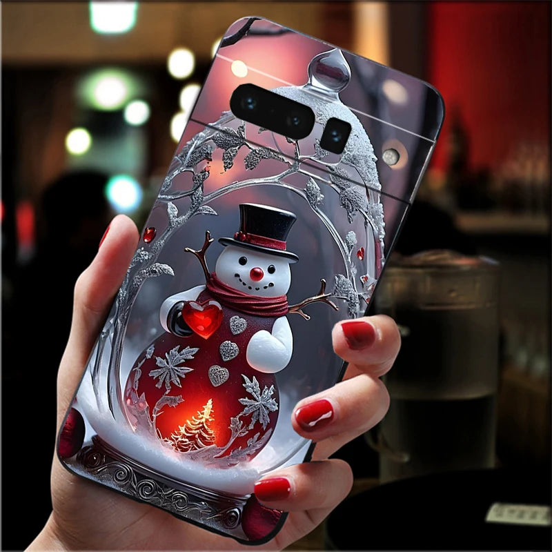 Weiche Weihnachts TPU Hülle für Google Pixel 8 9 und 10 Stoßfest Flexibel Rutschfest Langlebig Passgenau Silikon Case