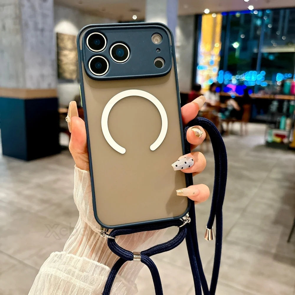 Magnetische Magsafe-Hülle mit Band für iPhone 11–17