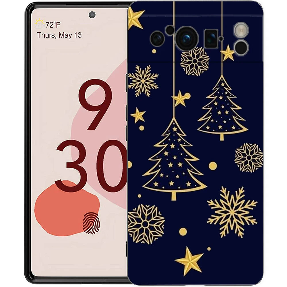 Stylish Merry Christmas TPU case for Google Pixel 9 Pro XL, half-wrapped, 360-degree protection, shockproof, scratch-resistant, non-slip, cartoon animal anime design