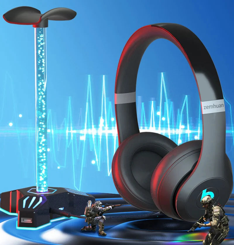 RGB LED Kopfhörerständer mit USB Hub und AUX Anschluss