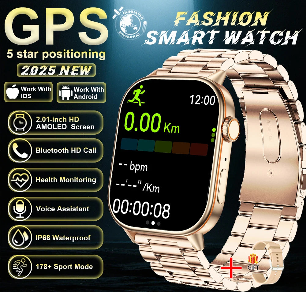 Robuste 2025 Militär GPS Smartwatch mit Taschenlampe & Bluetooth-Anruf für Android & iOS