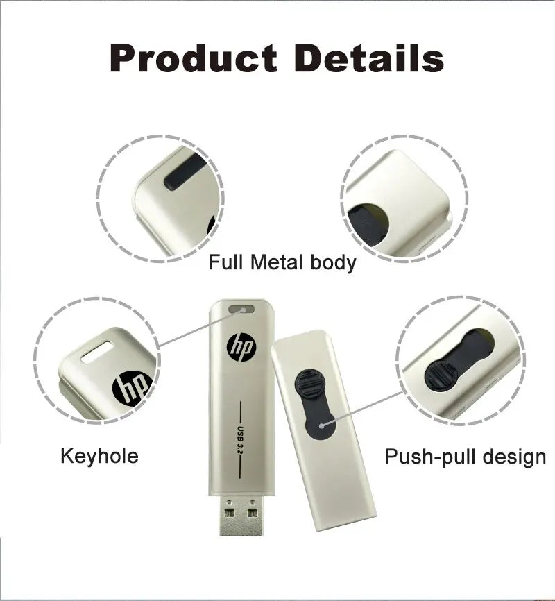 HP USB-Flash-Laufwerk 3.2, 32GB, 64GB, Metall