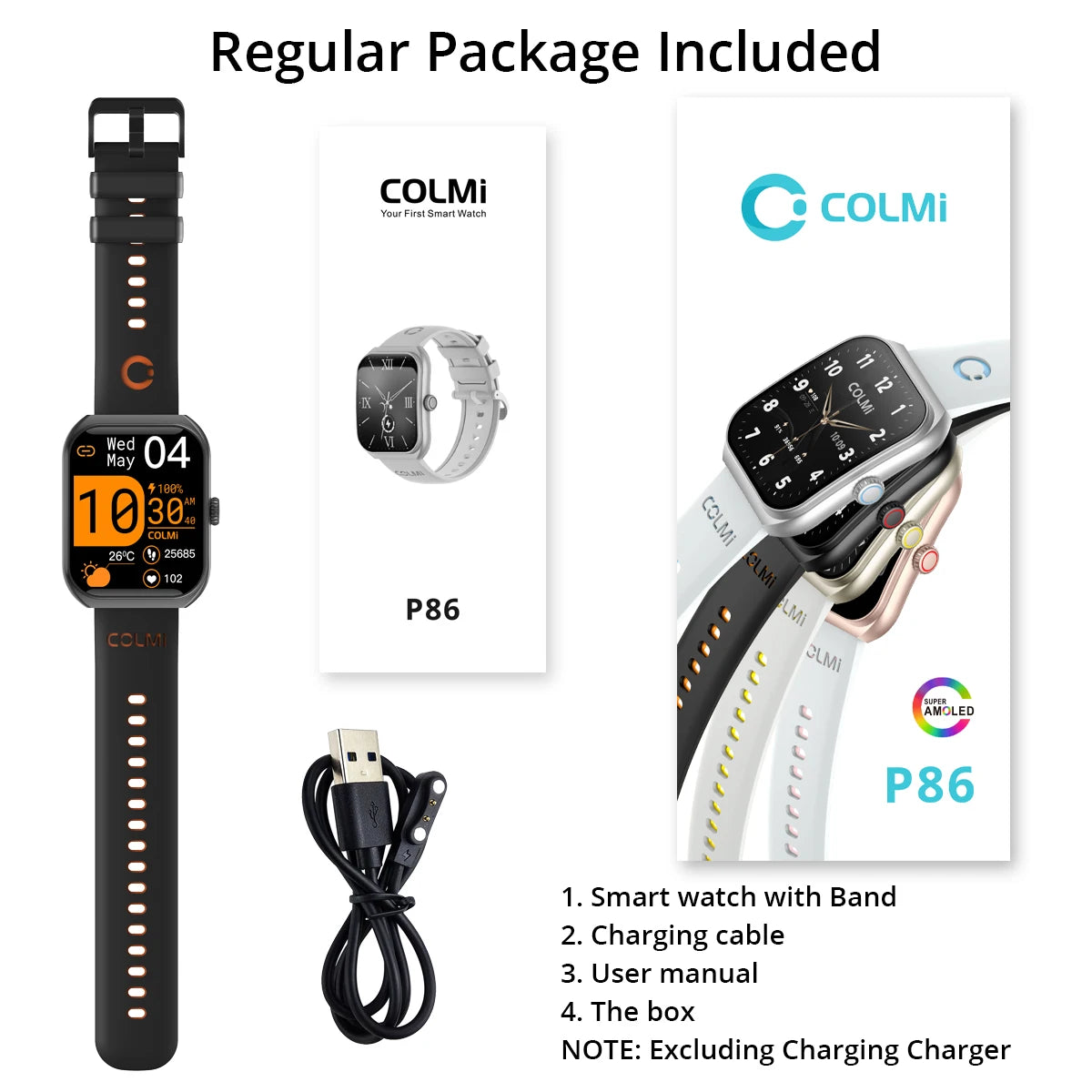 P86 AMOLED Smartwatch mit Anruf & Gesundheit