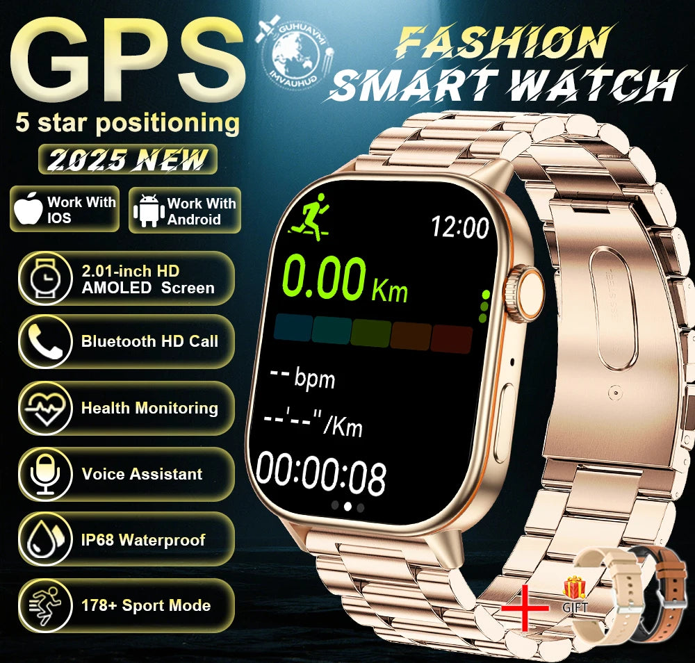 Robuste 2025 Militär GPS Smartwatch mit Taschenlampe & Bluetooth-Anruf für Android & iOS