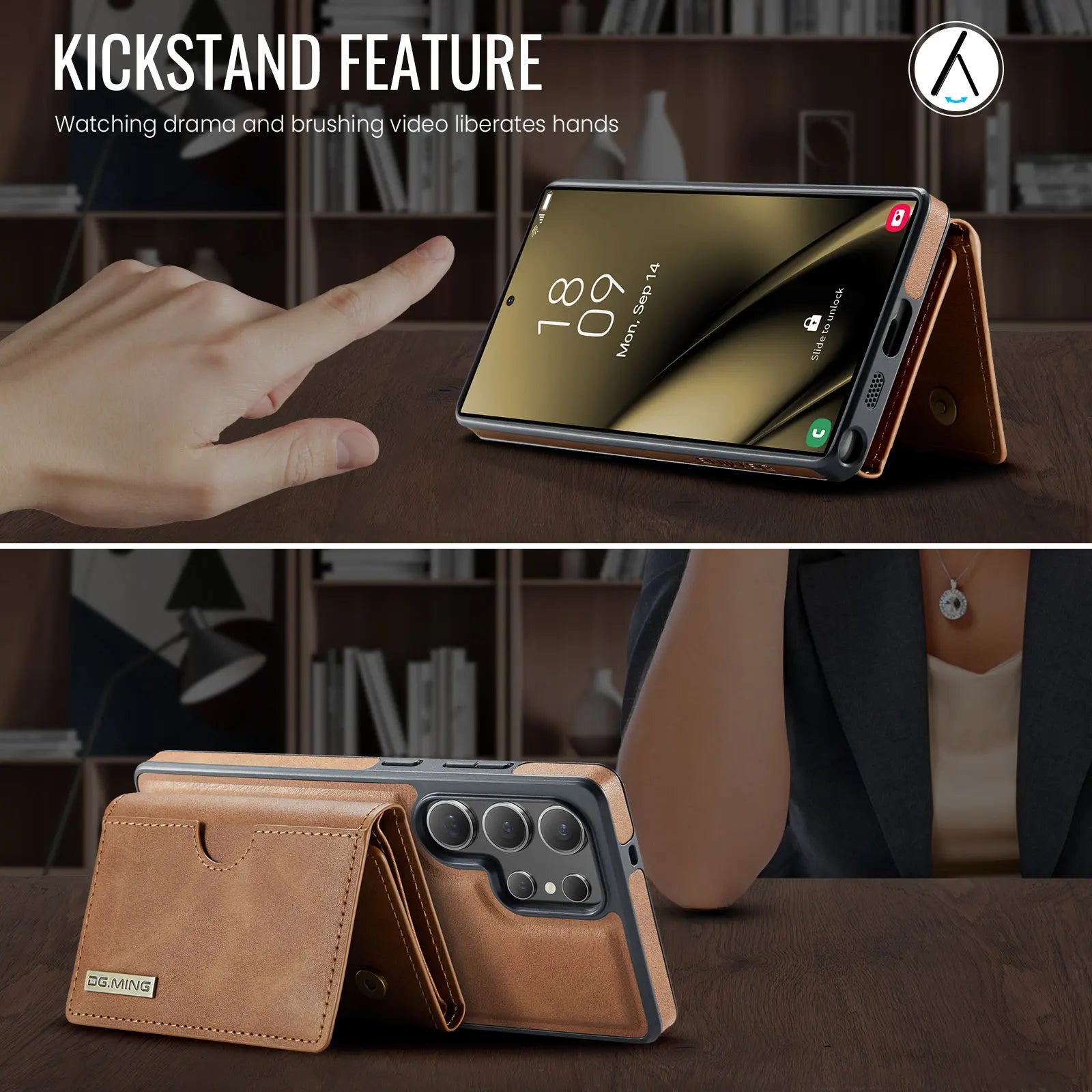 Magnetische Leder Brieftasche für Galaxy S25 Serie