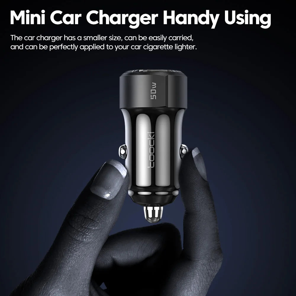 Toocki 50W USB-C Autoladegerät PD QC 3.0 Mini