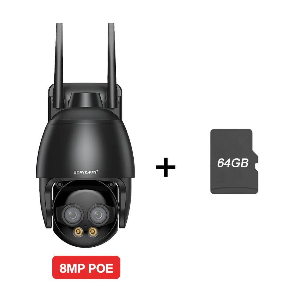 8MP dual-lens WiFi/4G/POE camera with auto tracking