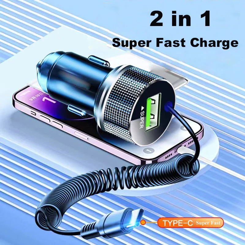 EDEBA 12V Metall USB Autoladegerät mit Typ-C Kabel