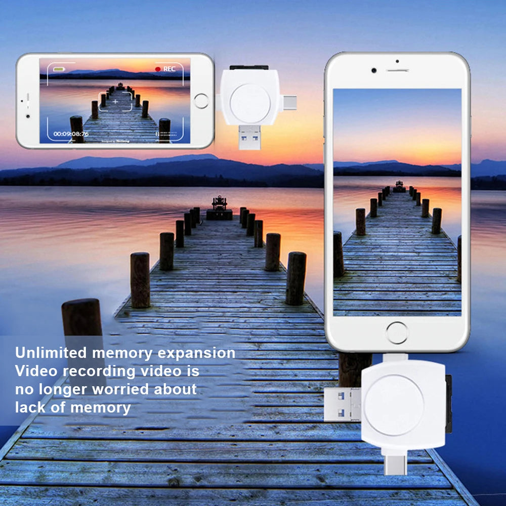 4-in-1 Kartenleser USB C & Micro USB für iPhone Android