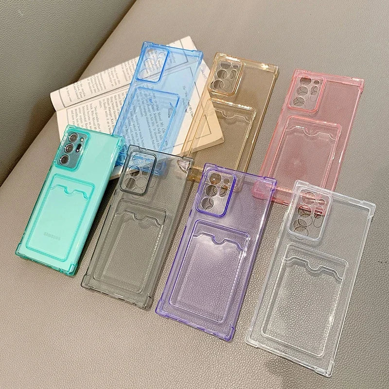 Transparente TPU Hülle mit Kartenfach für Samsung