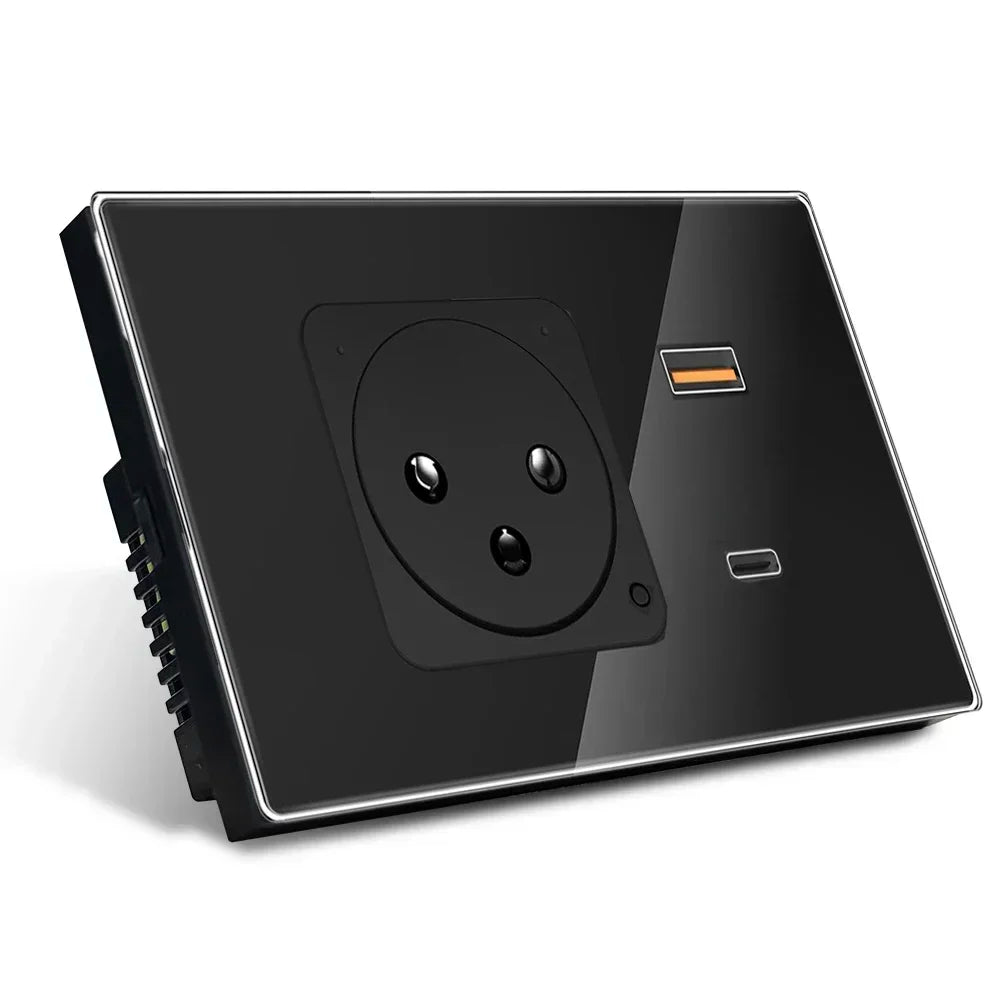 Smart WiFi socket EU USB Type-C 30W Glass Alexa control