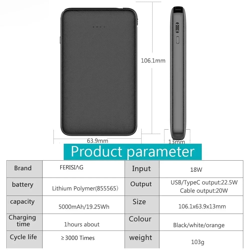 FERISING Powerbank 5000mAh PD20W