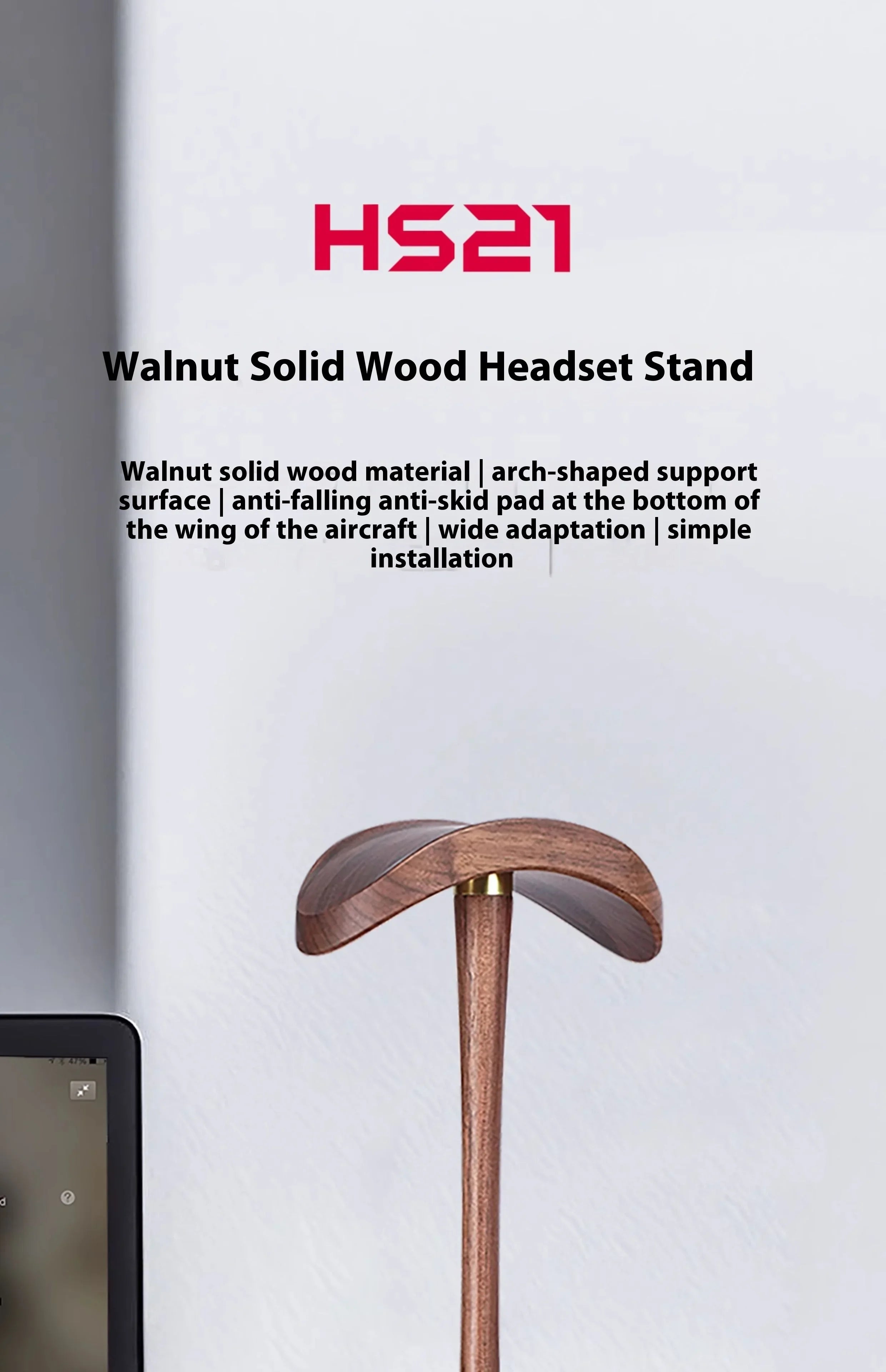 Walnuss Kopfhörerhalter aus Massivholz für Gaming