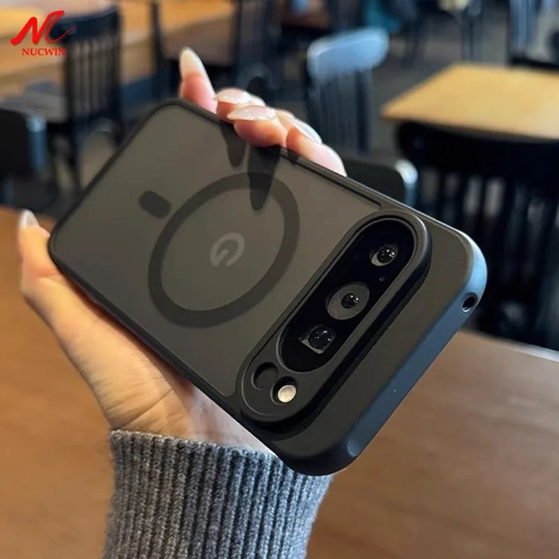 Für Google 9A Magsafe Fall Schlank Matte Carbon Faser Drahtlose Lade Abdeckung für Google Pixel 9 Pro XL 8A 8 Pro rüstung Zurück Abdeckung