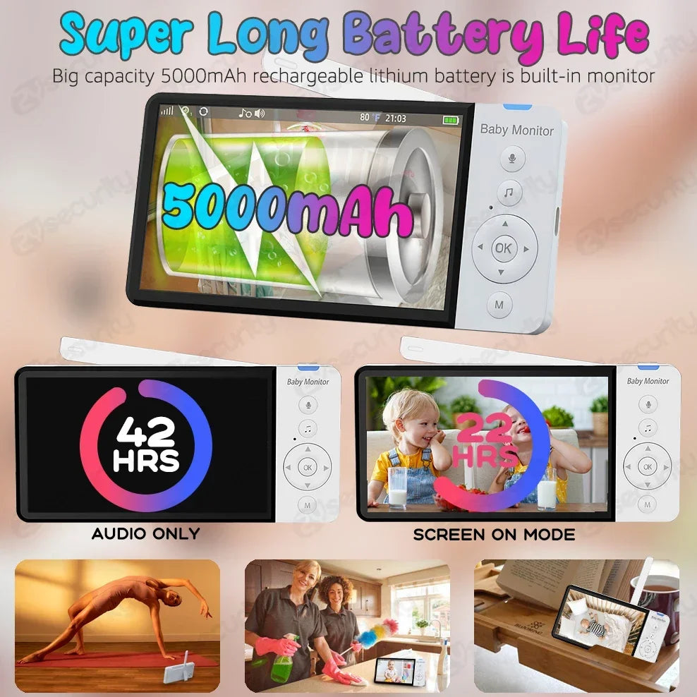 5-inch baby monitor with PTZ camera and night vision