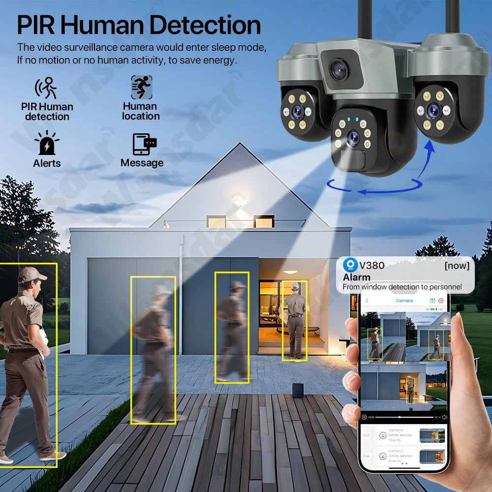 Outdoor Solar 4G PTZ Kamera 6K HD PIR Nachtsicht