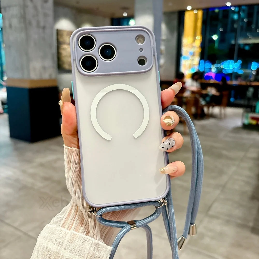 Magnetische Magsafe-Hülle mit Band für iPhone 11–17