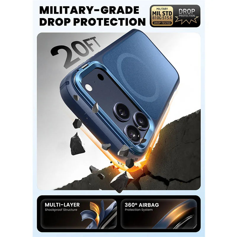 Magnet Flip Case Vollschutz mit Glas & Standfunktion for iPhone 17 Pro Max