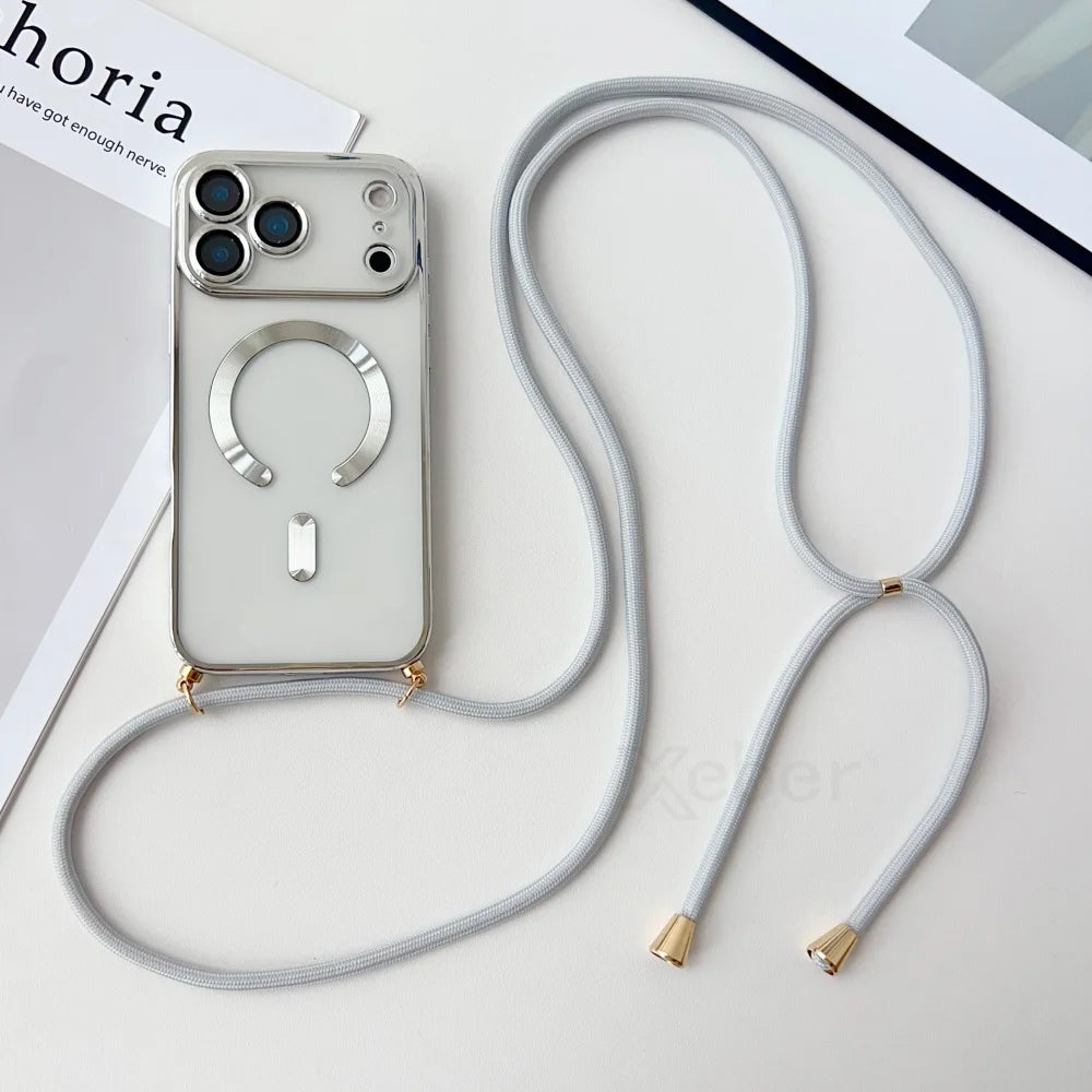 iPhone Hülle mit Magnet & Band – Transparent & Soft