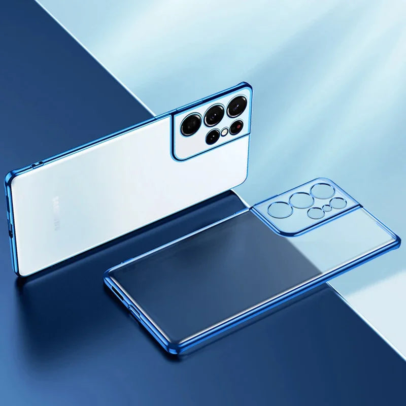 Klare Handyhülle mit glänzendem Rahmen für Samsung