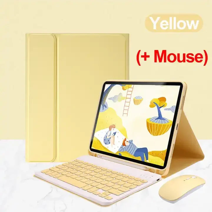 Bluetooth Tastatur & Maus mit Lederhülle für iPad 9.7–12.9 Zoll – Magnetisch & Stoßfest
