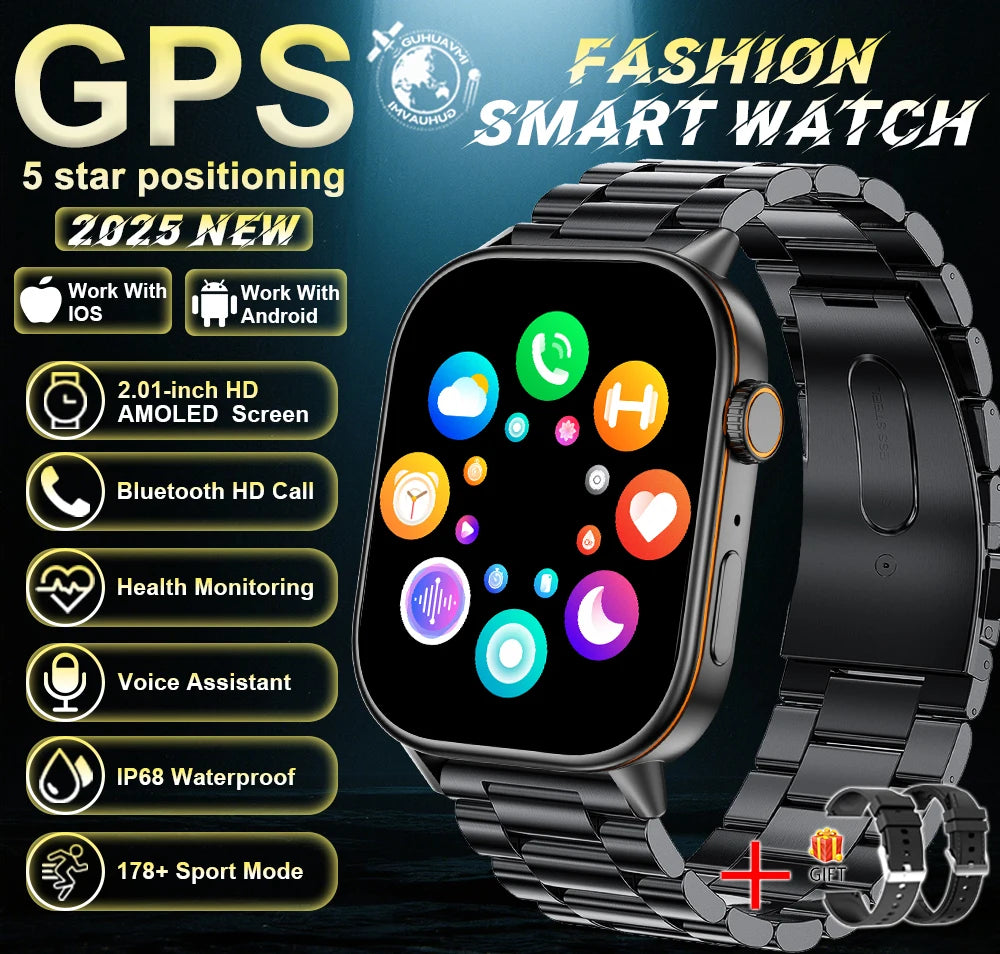 Robuste 2025 Militär GPS Smartwatch mit Taschenlampe & Bluetooth-Anruf für Android & iOS