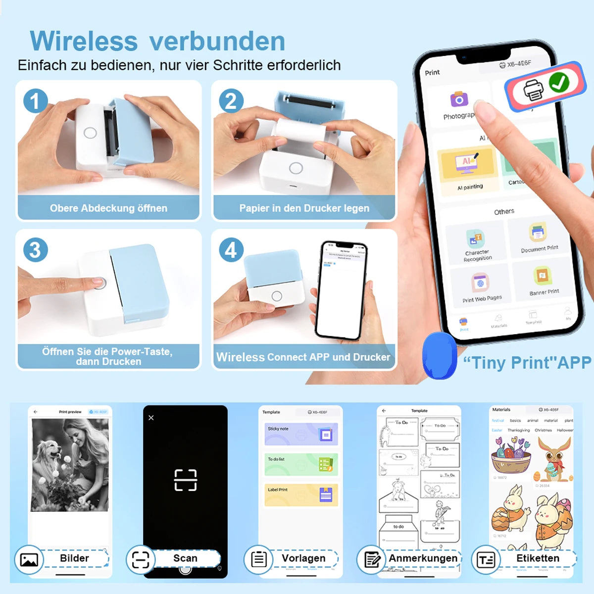 Mini Bluetooth HD-Thermodrucker für Studenten