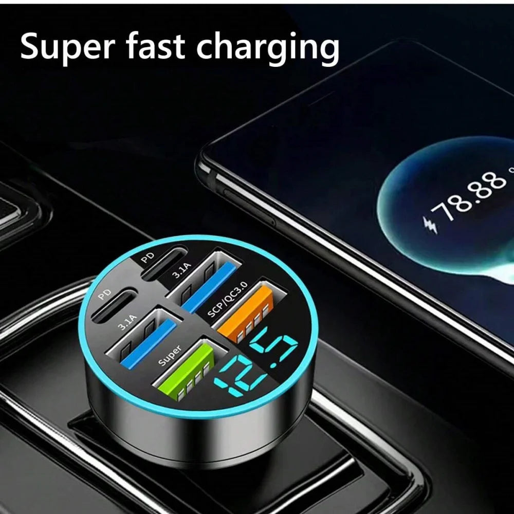 6-in-1 Auto-Schnellladegerät mit Spannungsmonitor