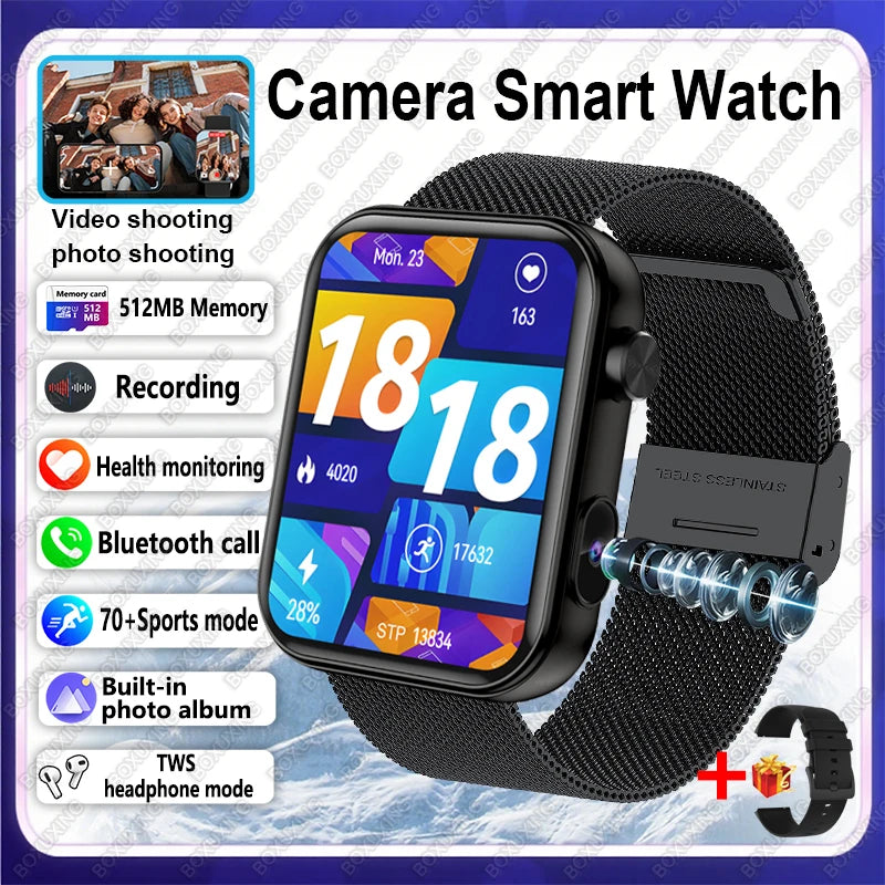 Smartwatch 2025 mit Kamera, Fitness & Anruf-Funktion