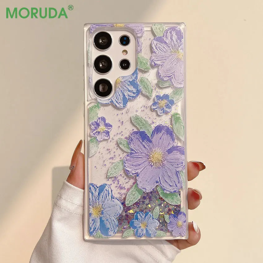 Leuchtende Blumen Hülle im Ölgemälde-Stil für Samsung