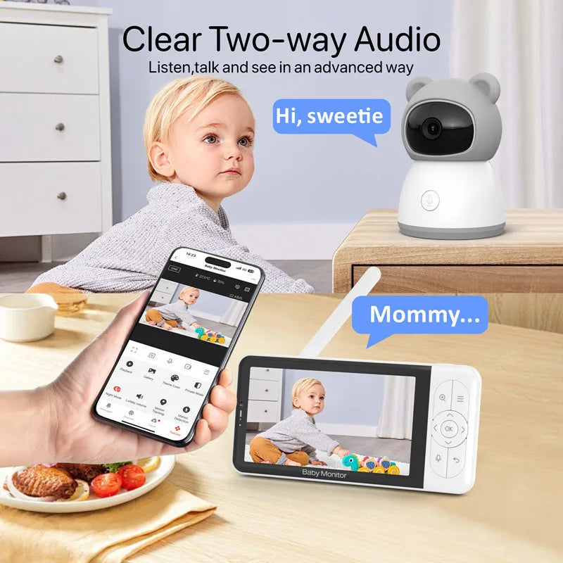 1080P baby monitor with 5-inch display and temperature