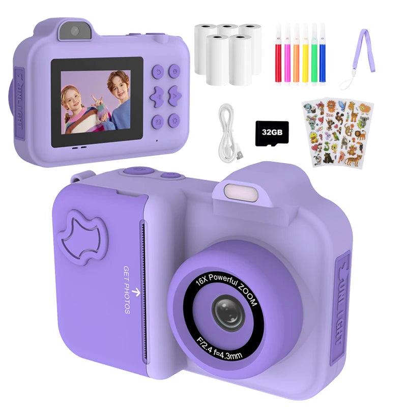 Sofortdruckkamera Kinder Mini HD Video Fotodruck Spielzeug