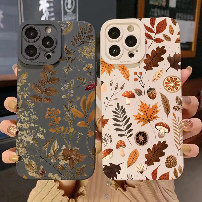 Herbstliche Blätter Hülle für iPhone aus Silikon