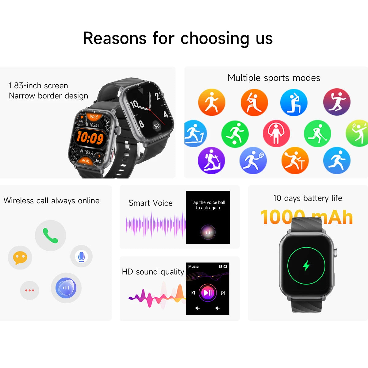 Outdoor Smartwatch 2025 mit 1,83" HD & BT-Anruf