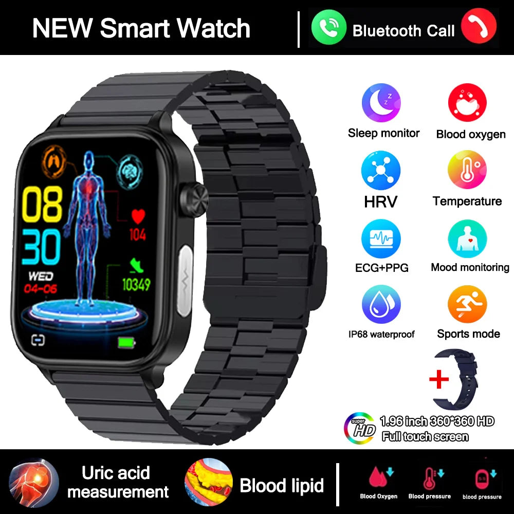 Smartwatch 2025 mit EKG, Harnsäure & Blutfette Analyse