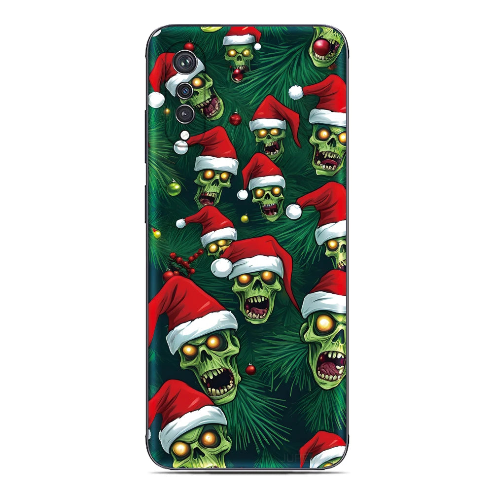 Christmas Skulls TPU Case for Google Pixel 10, 10 Pro and 10 Pro XL, soft, flexible, shockproof, scratch-resistant with cartoon flower anime design