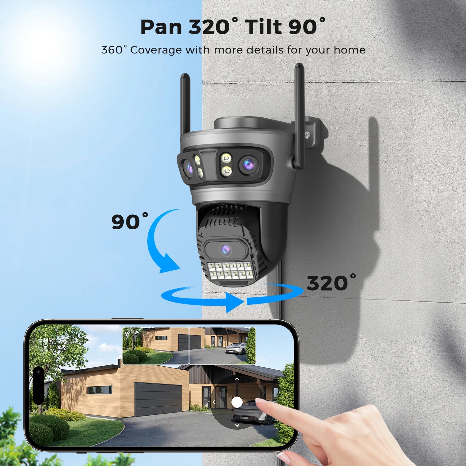 15MP WiFi PTZ Outdoor Camera with Auto-Tracking &amp; Zoom